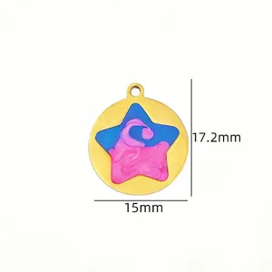 Stainless steel DIY enamel star pendant charm for jewelry making necklace bracelet accessories