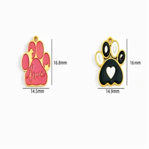 Stainless steel oil drop pet paw pendant for necklace bracelet DIY charm accessories