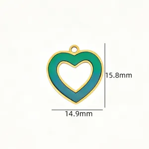 Stainless steel gradient heart pendant DIY necklace bracelet jewelry making accessory charm