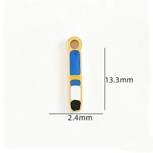 Detailed view of stainless steel enamel cartoon character charm for DIY handmade jewelry making.
