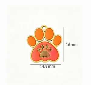 Stainless steel enamel pet paw pendant for DIY charm bracelet necklace jewelry making.