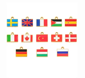 Stainless steel national flag charms enamel DIY pendant for handmade necklace jewelry making accessories