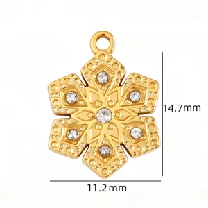 Dettaglio ciondolo fiocco oro, strass intarsiato, accessorio gioiello DIY, misura 14.7x11.2mm.