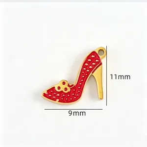 Stainless steel red high heel shoe pendant charm for DIY jewelry necklace making accessories