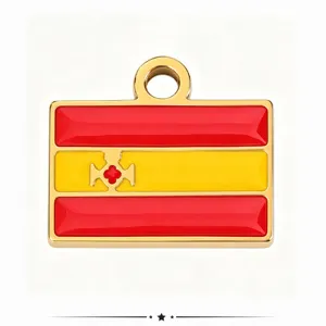 Stainless steel enamel flag pendant detail shot for DIY necklace jewelry accessories.