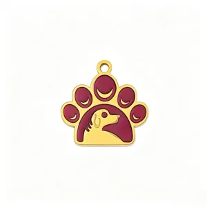 Stainless Steel Enamel Pet Memorial Paw Pendant 18K Gold Color DIY Jewelry Accessory
