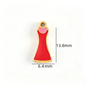 Stainless steel oil drop red dress pendant charm DIY handmade jewelry making accessory