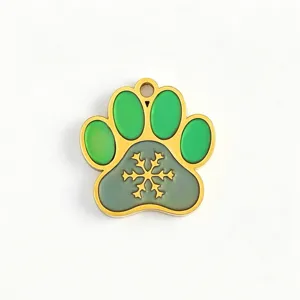 Stainless steel green oil drop cat dog paw pendant DIY necklace bracelet charm accessory