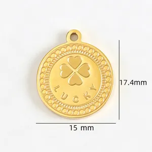 18k gold titanium steel four-leaf clover pendant DIY lucky charm fashion jewelry accessory