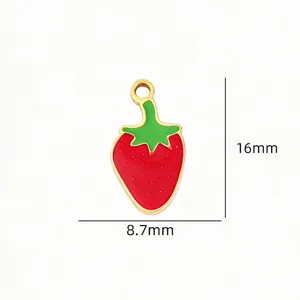 Titanium steel enamel strawberry pendant charm for DIY jewelry making and accessories