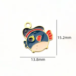 Stainless steel marine life fish charm detail view, perfect for handmade DIY jewelry making.