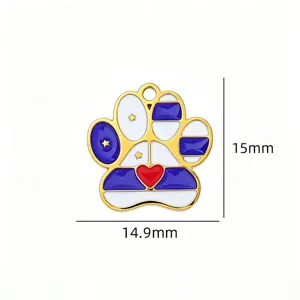 Stainless steel enamel pet paw print pendant charm for DIY necklace bracelet jewelry making