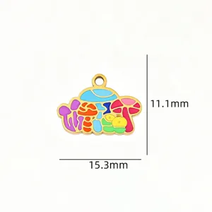 Enamel cartoon mushroom alloy pendant DIY handmade necklace and keychain jewelry accessory