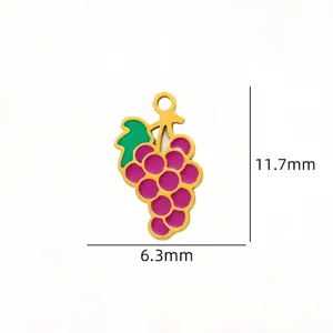 Stainless steel grape pendant enamel charm for DIY jewelry making accessories and crafts.