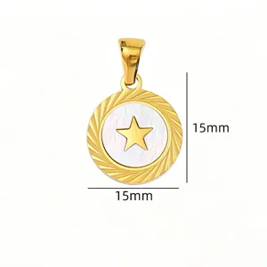 Titanium steel mother of pearl star pendant 15mm DIY necklace bracelet jewelry accessory