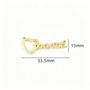 Gold color Mama heart metal pendant charm for DIY jewelry making, Mother's Day gift accessory.