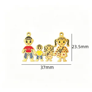 Family pendant charm metal DIY accessory mother day gift cute love family figures jewelry