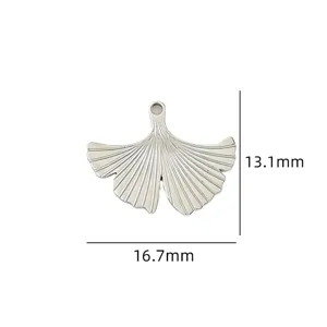 Stainless steel ginkgo leaf metal pendant DIY jewelry making accessory charm 16.7x13.1mm