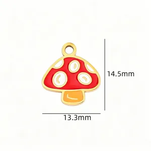 Colorful oil drop cartoon mushroom alloy pendant DIY handmade jewelry making accessory