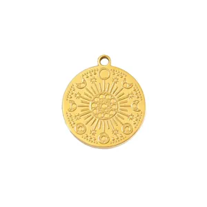 Gold plated titanium steel celestial sun moon pendant for DIY necklace bracelet accessory