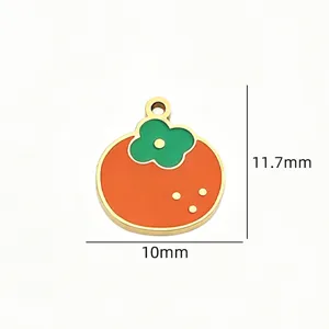 Stainless steel persimmon pendant charm DIY handmade jewelry accessory detail view.
