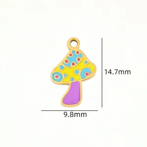 Colorful enamel mushroom alloy pendant DIY charm for handmade jewelry making accessories