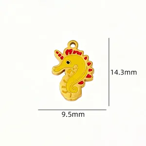 Gold stainless steel seahorse pendant DIY necklace bracelet charm accessory 14.3mm