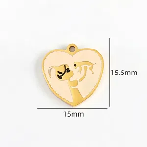 Stainless steel pet memorial heart pendant DIY necklace bracelet charm 15x15.5mm