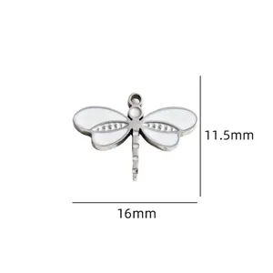 Titanstahl weisser Emaille Libelle Anhanger Charms fur DIY Schmuck Halskette Ohrringe