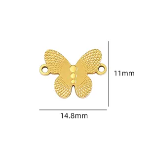 Goldener Edelstahl Schmetterling Verbinder Anhänger Detailansicht für Schmuck DIY