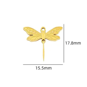 Goldener Libellen Anhänger DIY Schmuckzubehör, Größe 17.8x15.5mm, perfekt für handgemachte Ketten.