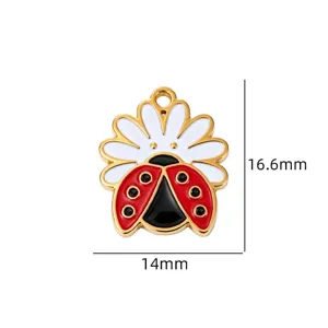 Marienkäfer Emaille Gold Anhänger Charm DIY Halskette Ohrring Schmuckherstellung Zubehör