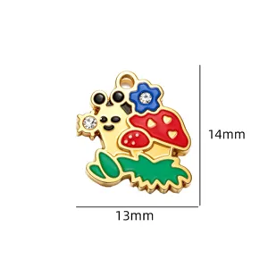 Edelstahl Emaille süße Pilz Blume Anhänger DIY Schmuck Zubehör Halskette Herstellung