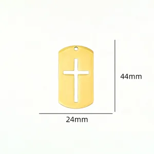 Goldener Titanstahl Kreuz Anhänger Hundemarke 44x24mm Ausschnitt Charms für DIY Schmuckherstellung.