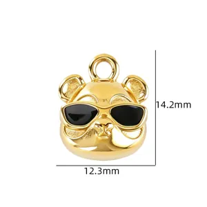 Gold 3D Tier mit Sonnenbrille Anhänger edelstahl Charms für DIY Schmuck Basteln