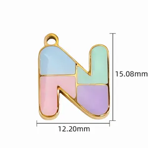 DIY alloy oil-dropping letter N pendant, multi-color bubble capsule design jewelry accessory