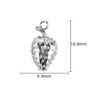 Silver strawberry charm pendant DIY jewelry making accessory for bracelet necklace 18.8x9.9mm