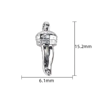 Silver horn pendant charm for DIY bracelet necklace jewelry making accessory 15.2x6.1mm