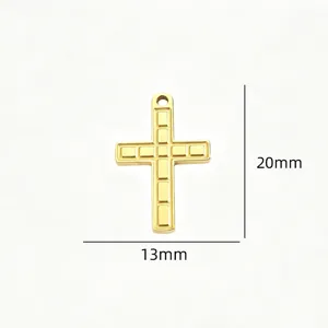Goldener Titanstahl Kreuz Anhänger 13x20mm DIY handgemachte Schmuck Zubehör Teile