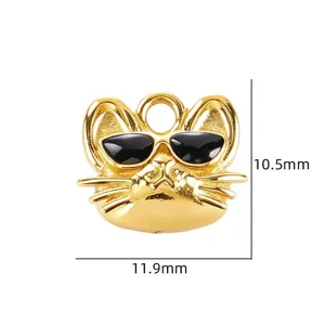 Goldener Katzen Sonnenbrille Anhänger Titanstahl DIY Halskette Armband Schmuck