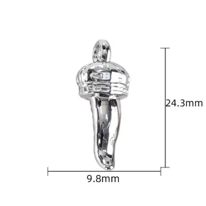 Vintage 3D crown horn pendant silver metal DIY jewelry accessory charms 24.3x9.8mm