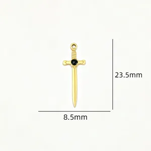Goldener Edelstahl Schwert Anhänger für DIY Halskette Armband Schmuck Accessoire