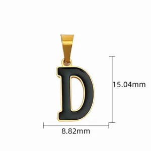 Edelstahl schwarze Emaillierung Buchstabe D Gold Anhänger DIY Halskette Schmuck Zubehör Detail
