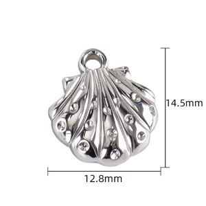 Pendentif breloque coquillage en acier inoxydable avec strass pour création bijoux DIY