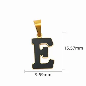 Edelstahl schwarze E-Maille Buchstabe E Anhänger gold DIY Halskette Schmuck Zubehör