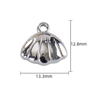 Détail de pendentif coquillage 3D en acier inoxydable, accessoire DIY 12,8x13,3mm.