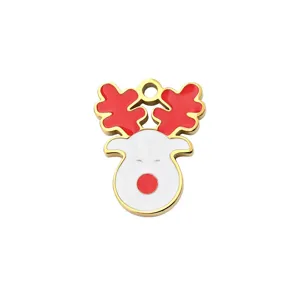 Christmas reindeer enamel metal pendant charm for DIY bracelet necklace jewelry accessories