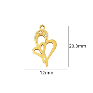 Gold color love heart flower pendant DIY jewelry charm accessory 20.3x12mm for necklace bracelet