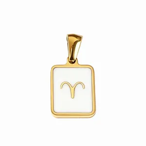 Gold plated stainless steel Aries zodiac pendant charm for DIY jewelry necklace making.
