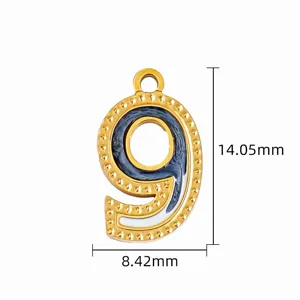 Acero inoxidable DIY degradado purpurina número 9 colgante collar joya accesorio